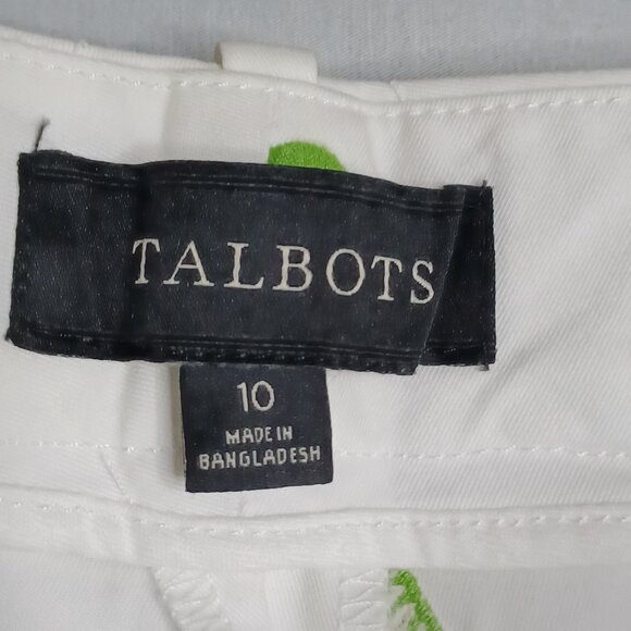 Talbots Shorts Women's 10 White/Green Lime Cuts Mid Rise Vacation Beach Resort - Picture 6 of 6